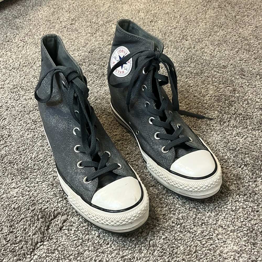 Converse Chuck Taylor All Star Platform Plus Sparkle Hi Casual Sneakers Size 9